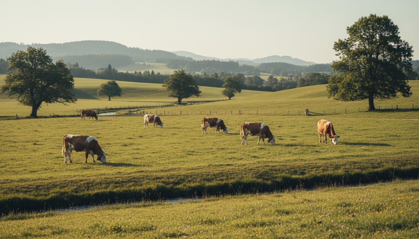 Friedliche Weide mit Kühen